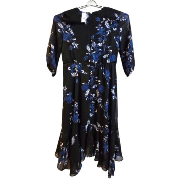 Lane Bryant Blue Black Floral Pleated Midi Dress NWT Size 14 - Picture 3 of 10
